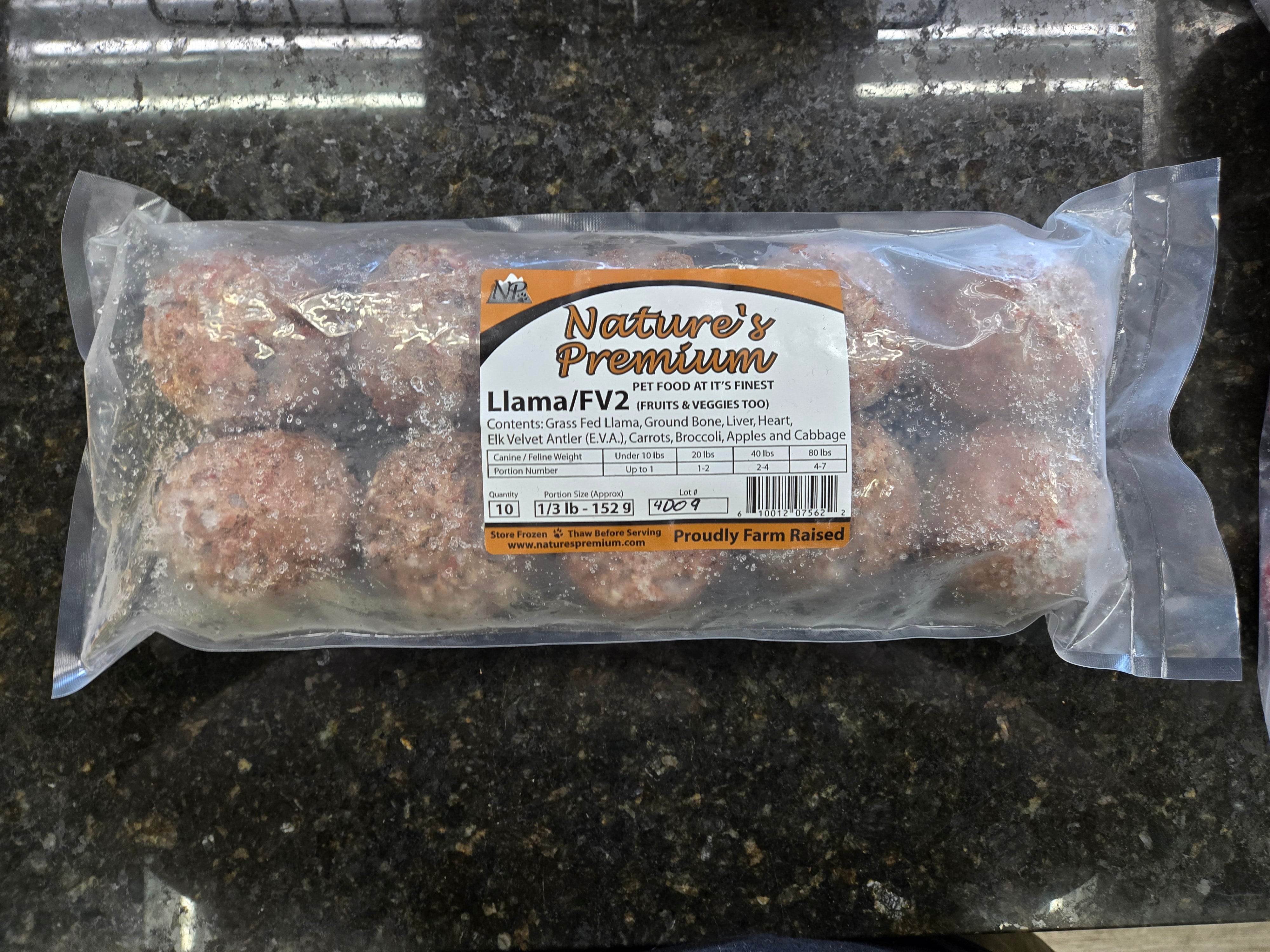Natures Premium Llama Meatballs with Fruit and Vegtables
