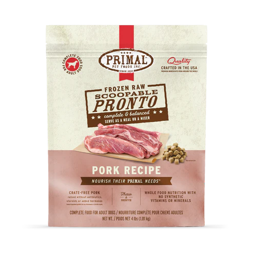 Primal Raw Frozen Pronto for Dogs - Pork Recipe
