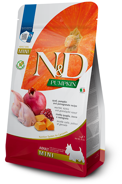 Farmina Natural & Delicious Pumpkin Canine Adult Mini Dog Food Formula - Quail and Pomegranate