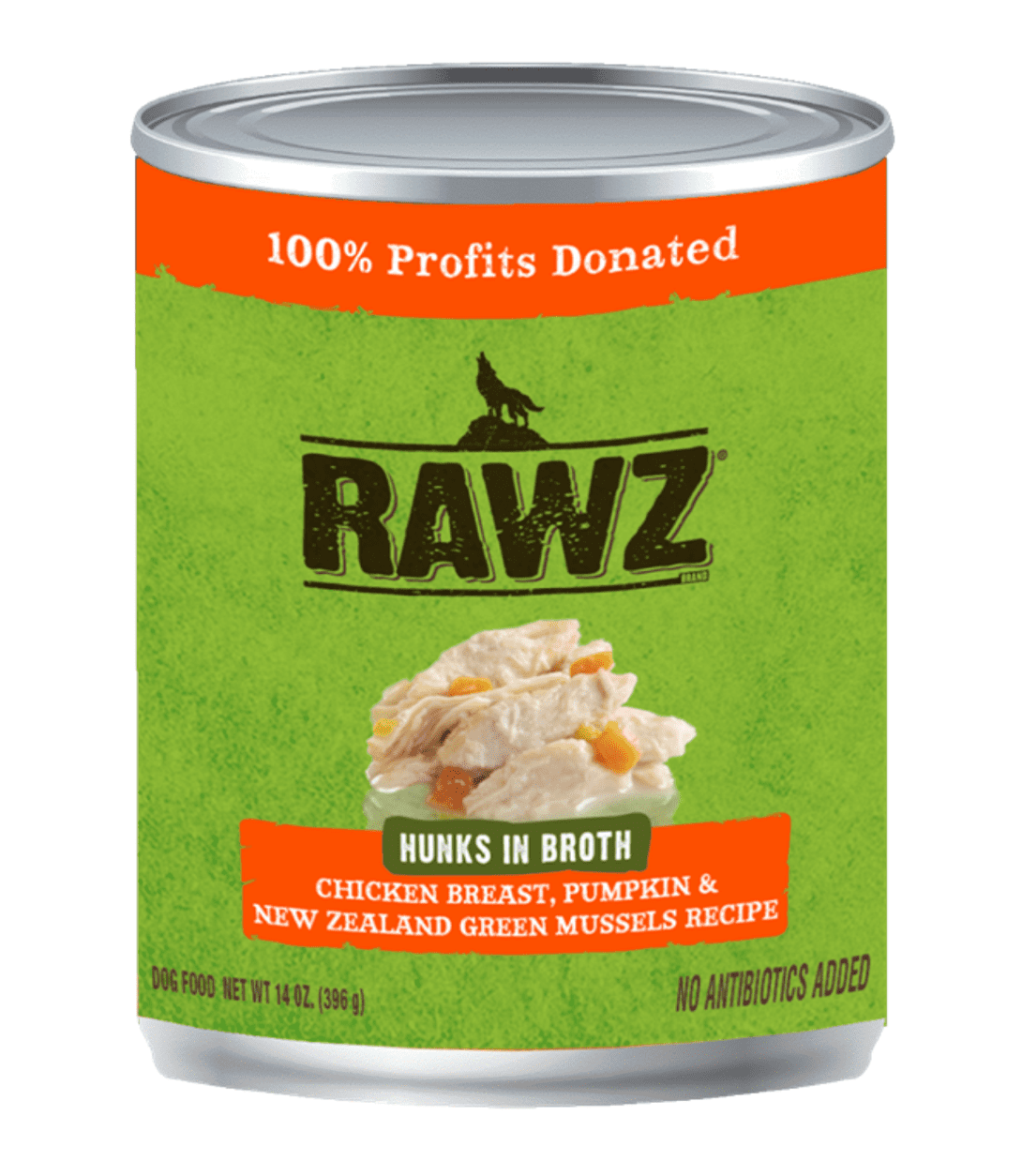 RAWZ HUNKS IN BROTH CHICKEN BREAST, PUMPKIN, GREEN MUSSELS