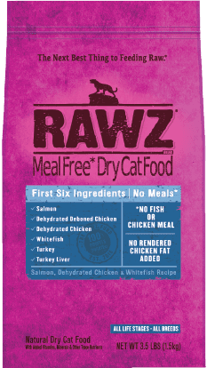 RAWZ SALMON, DEHYDRATED CHICKEN & WHITEFISH CAT FOOD RECIPE