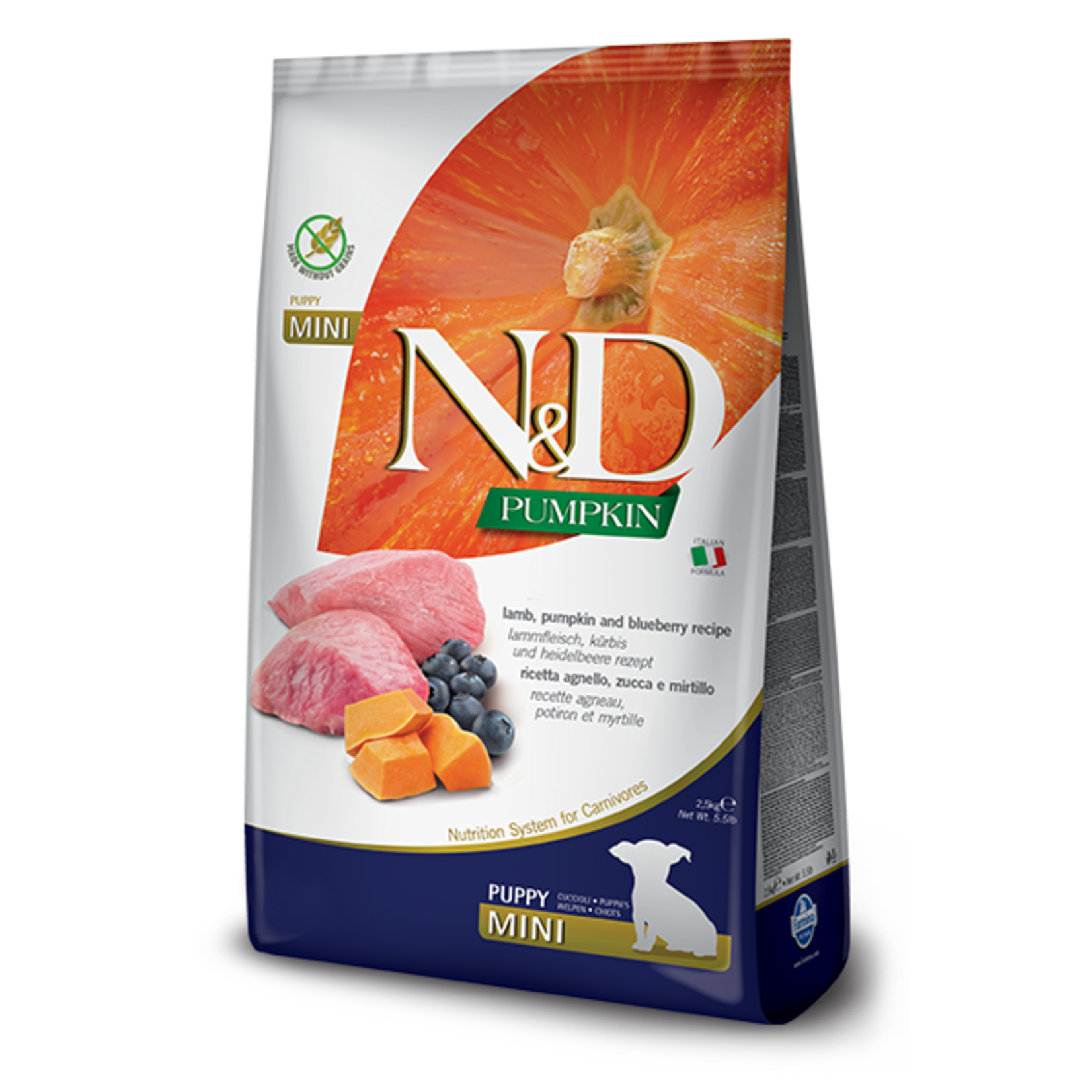 Farmina Natural & Delicious Pumpkin Canine Puppy Mini Dog Food Formula - Lamb & Blueberries