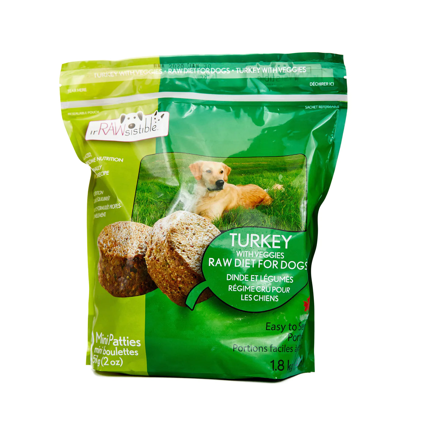 irrawsitible Boneless Turkey Mini Patties for Dogs