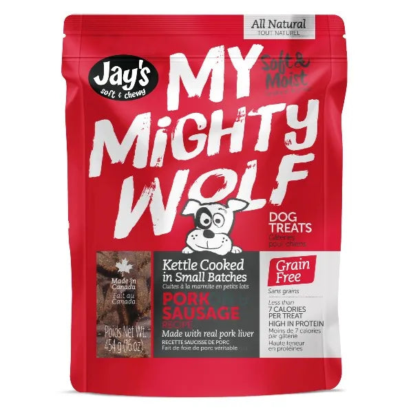 Jay's My Mighty Wolf Dog Treats - Pork Sausage