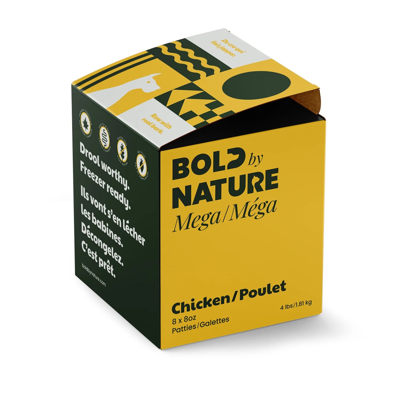 Bold By Nature Mega Chicken Patties 4 LB and 24 LB