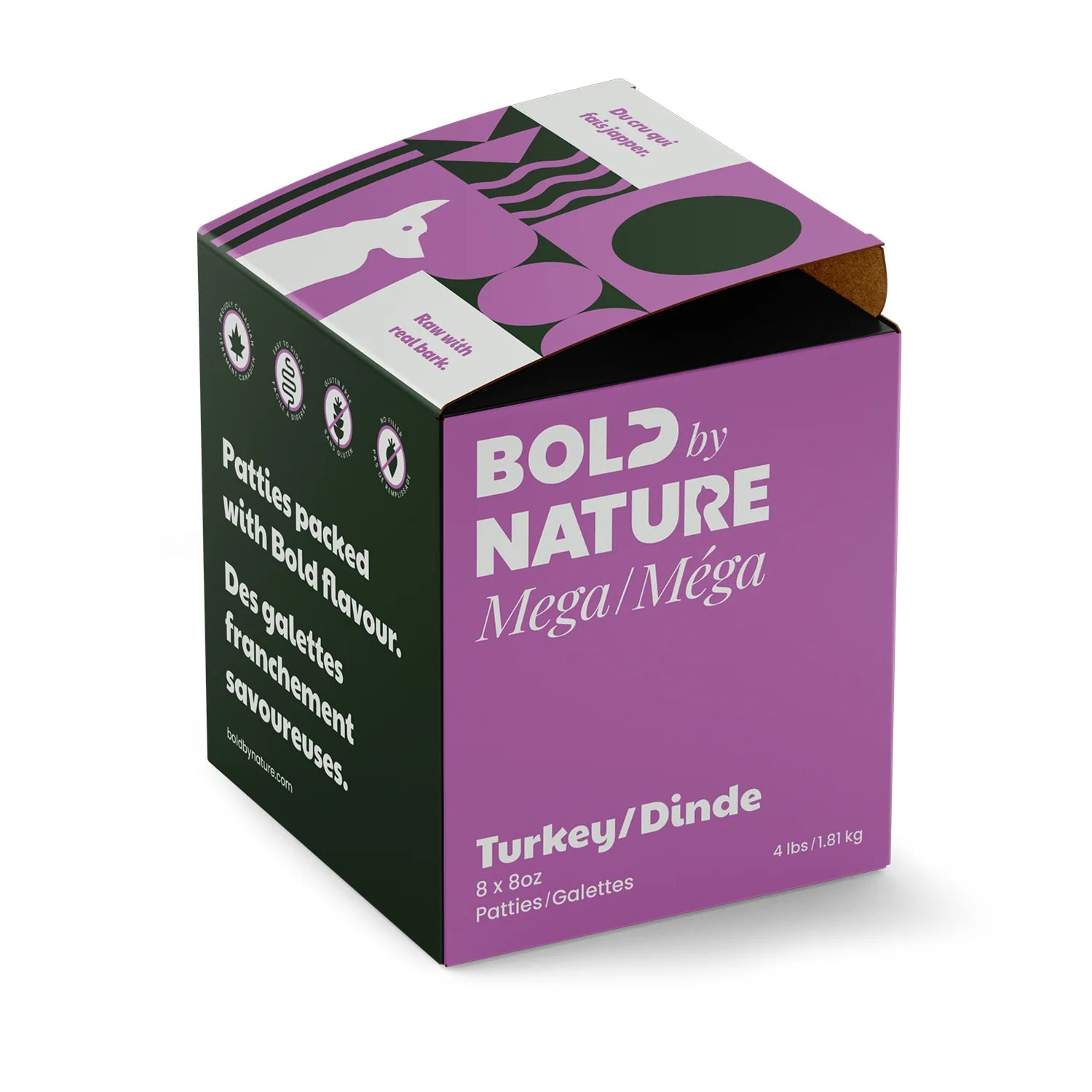 Bold By Nature Mega Turkey Patties 4 LB and 24 LB
