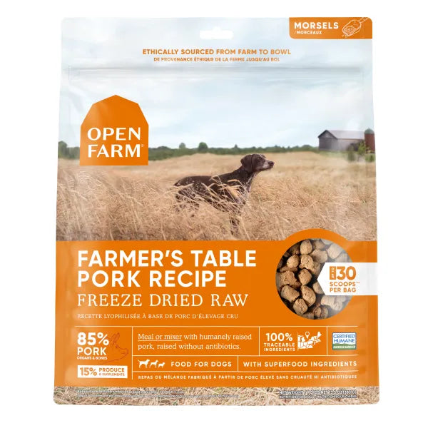 Open Farm Freeze Dried Raw Dog Food - Farmer's Table Pork Recipe