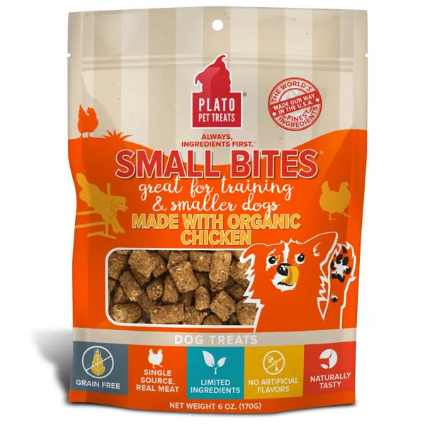 Plato Small Bites Made with Organic Chicken Meaty Morsel Dog Treats