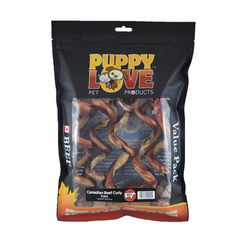 Puppy Love Canadian Beef Curlies Value Pack 5 Pieces