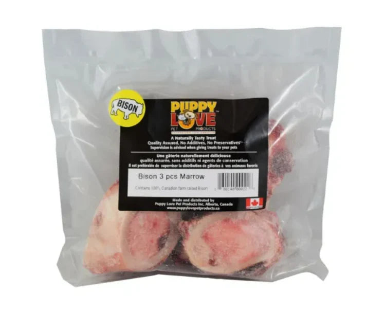 Puppy Love Raw Bison Marrow Bones 3 Pack