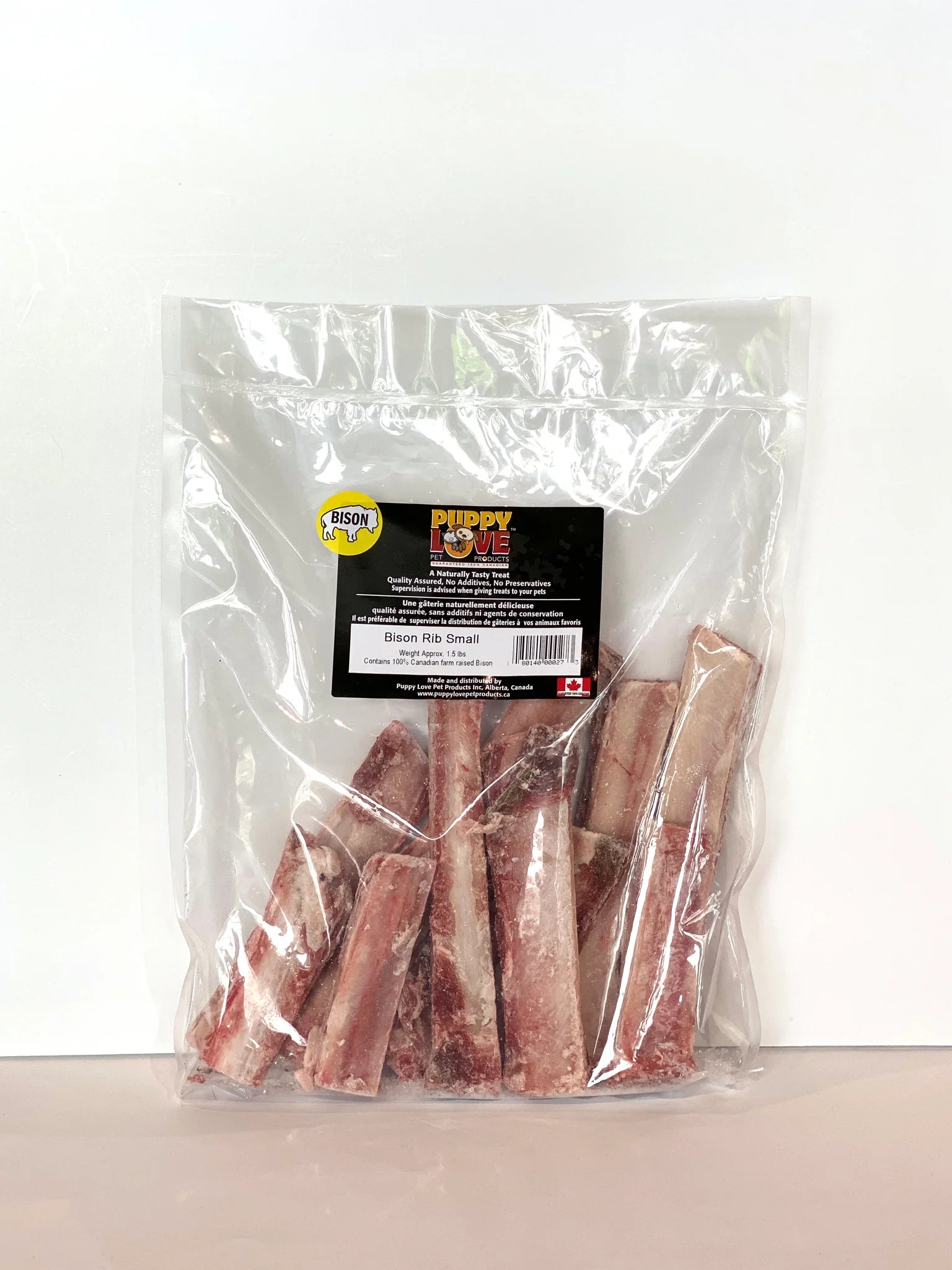 Puppy Love Raw Bison Rib Bones 1.5 LB