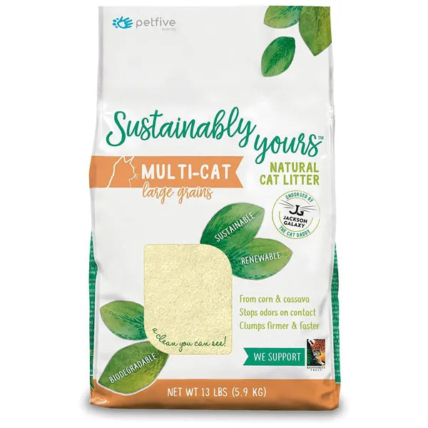 Petfive Sustainably Yours Natural Cat Litter - Multi-Cat Large Grains