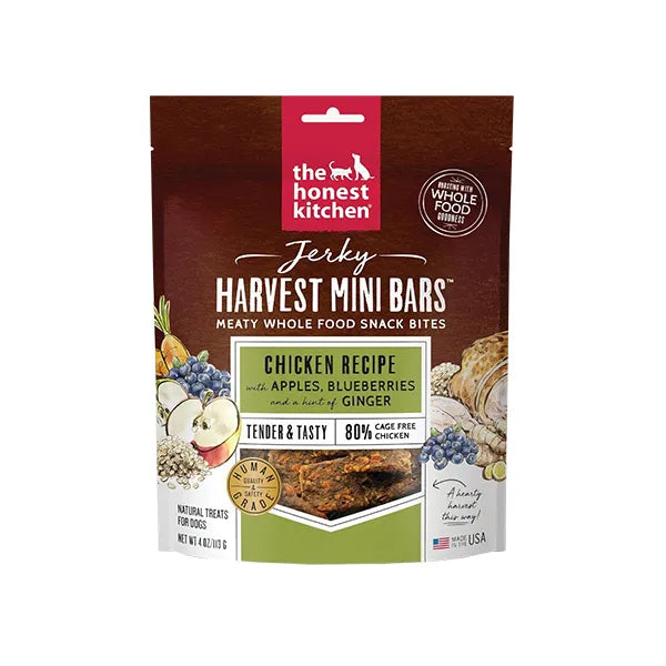 The Honest Kitchen Jerky Harvest Mini Bars - Chicken Recipe with Apples & Blueberries