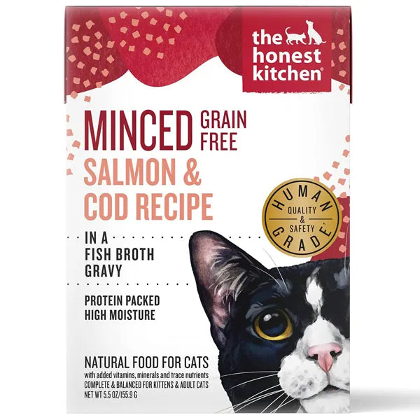 The Honest Kitchen Minced Cat Wet Food - Salmon & Cod in Fish Broth Gravy